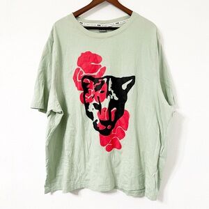 Puma Mint Green Graphic Tee with Bold Panther Design - Men’s 3XL